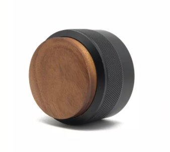 58MM 커피 분배기, 스테인레스 스틸 커피 분배기 호두 장식 조정 가능한 높이 커피 분배기 나무