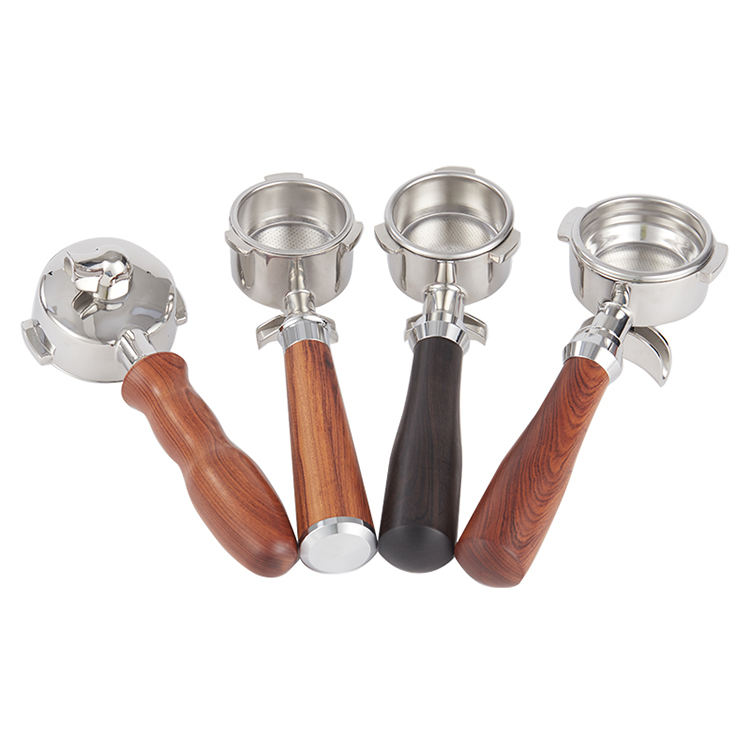 나무 손잡이 스테인리스 커피 포터필터 51mm 54mm 58mm