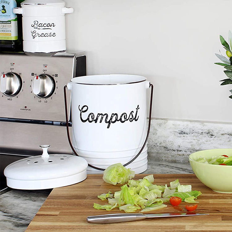 1.3 Gal Composter for Kitchen Countertop 녹 방지 실내 비 냄새 필터 Compost Bin with Lid