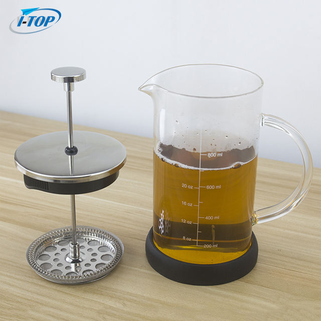 I-TOP GFP06 350ml 600ml 1000ml 대나무 뚜껑 Cafetiere Prensa Francesa 여행 커피 스테인레스 스틸 프렌치 프레스