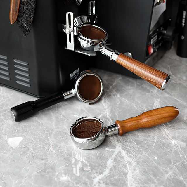 Ecocoffee Delonghi 용 51mm 커피 에스프레소 밑면이없는 나무 손잡이 커피 Portafilter