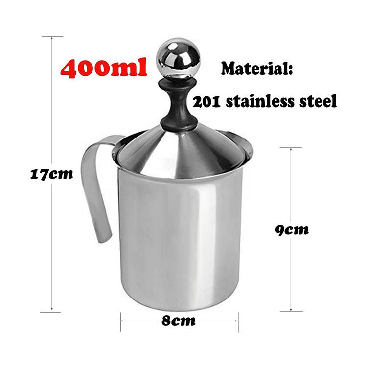 우유 Frother HomeGoal 스테인레스 스틸 수동 우유 Frother 핸드 헬드 커피 우유 Frothing 투수