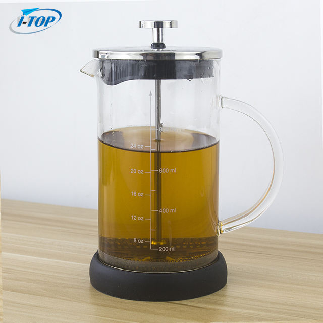 I-TOP GFP06 350ml 600ml 1000ml 대나무 뚜껑 Cafetiere Prensa Francesa 여행 커피 스테인레스 스틸 프렌치 프레스