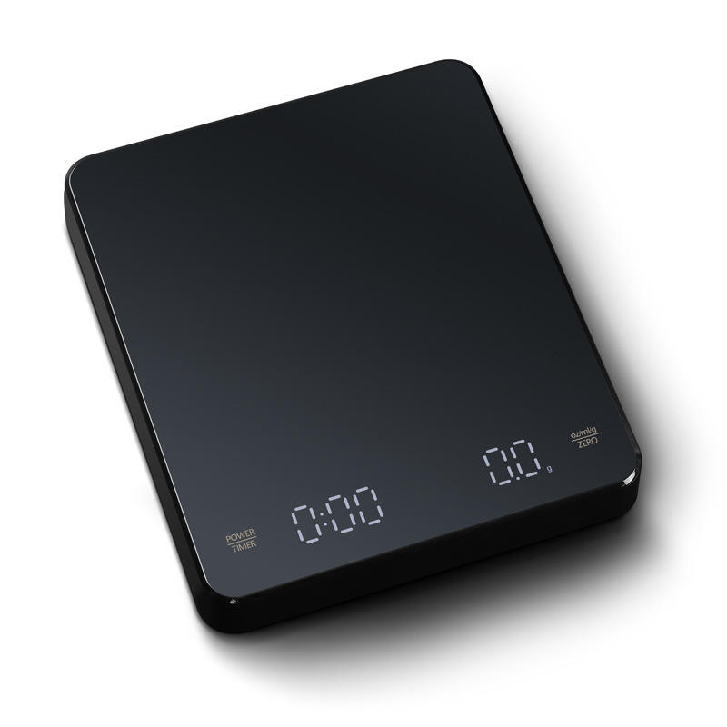 타이머가있는 디지털 커피 저울 CestMall 3kg/0.1g 높은 LED 숨겨진 화면 USB 충전식 금속 접시 주방 저울