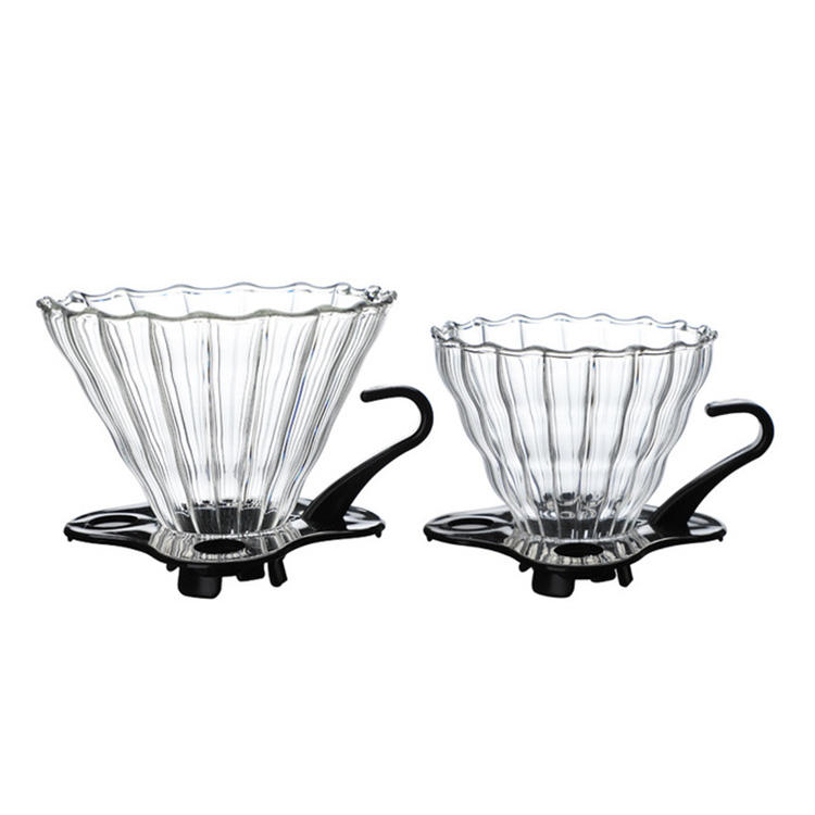 뜨거운 판매 커피 찌꺼기 V60 바리 스타 커피 양조 컵 2-4Cups에 대한 내열 유리 커피 필터