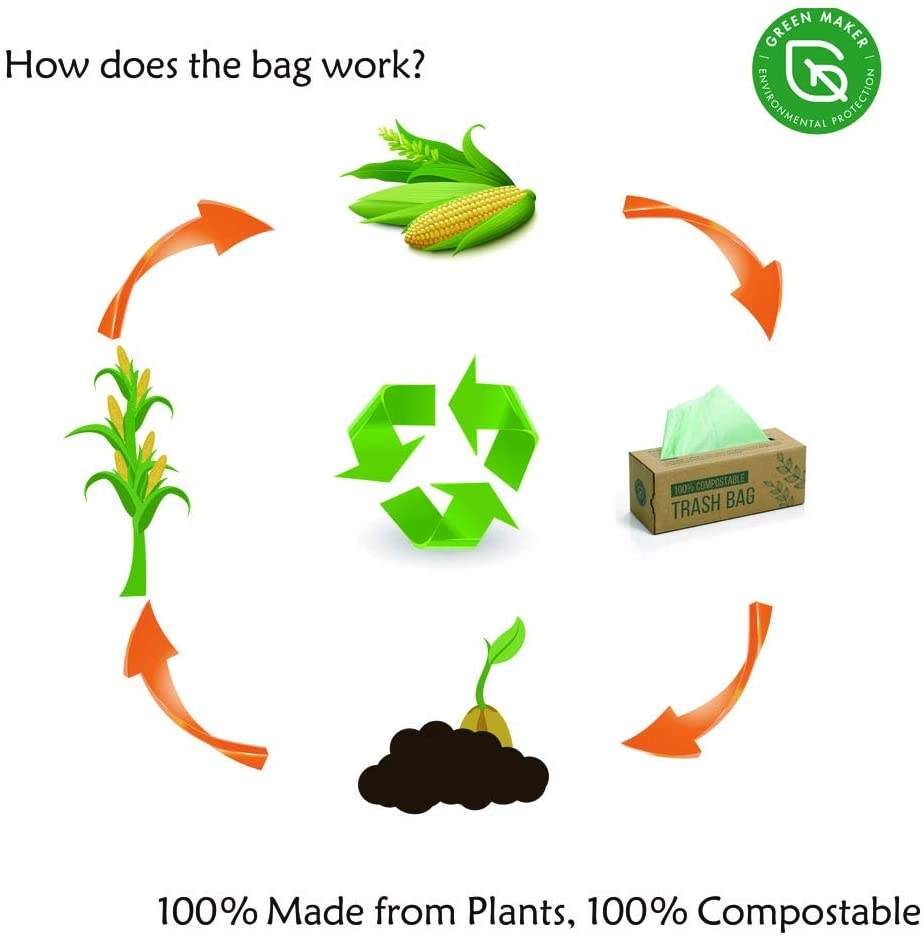 100% Compostable 폐기물 가방 주방 음식 스크랩 가방 가정용 작은 퇴비 욕실 쓰레기 봉투