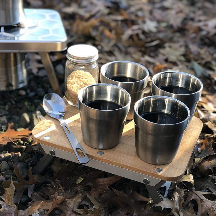 여행 하이킹을 위한 옥외 물 커피 맥주 야영 스테인리스 찻잔
