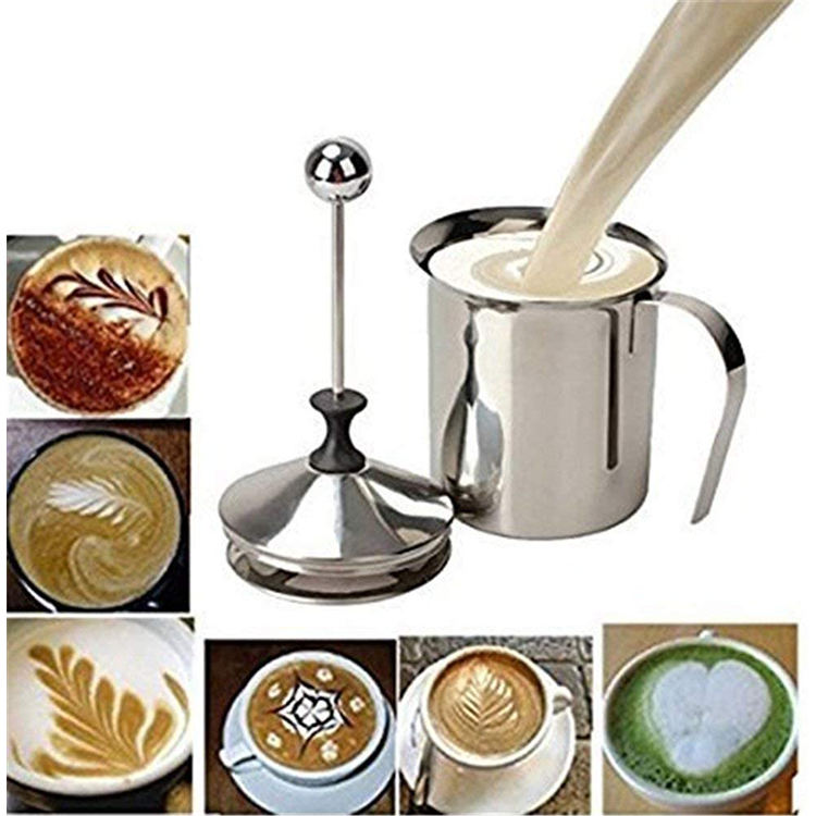 우유 Frother HomeGoal 스테인레스 스틸 수동 우유 Frother 핸드 헬드 커피 우유 Frothing 투수