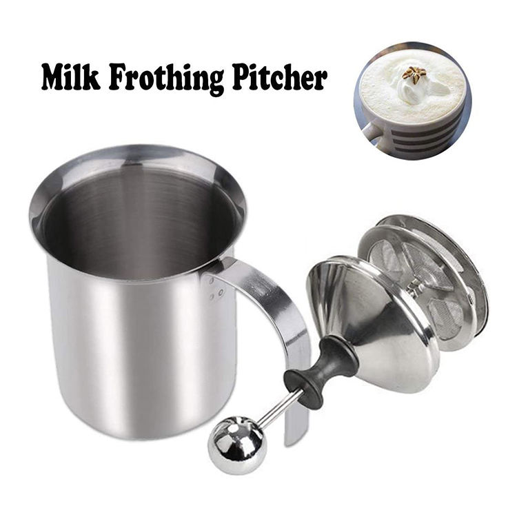 우유 Frother HomeGoal 스테인레스 스틸 수동 우유 Frother 핸드 헬드 커피 우유 Frothing 투수