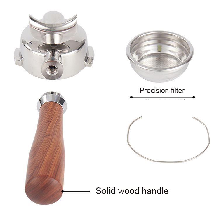 나무 손잡이 스테인리스 커피 포터필터 51mm 54mm 58mm