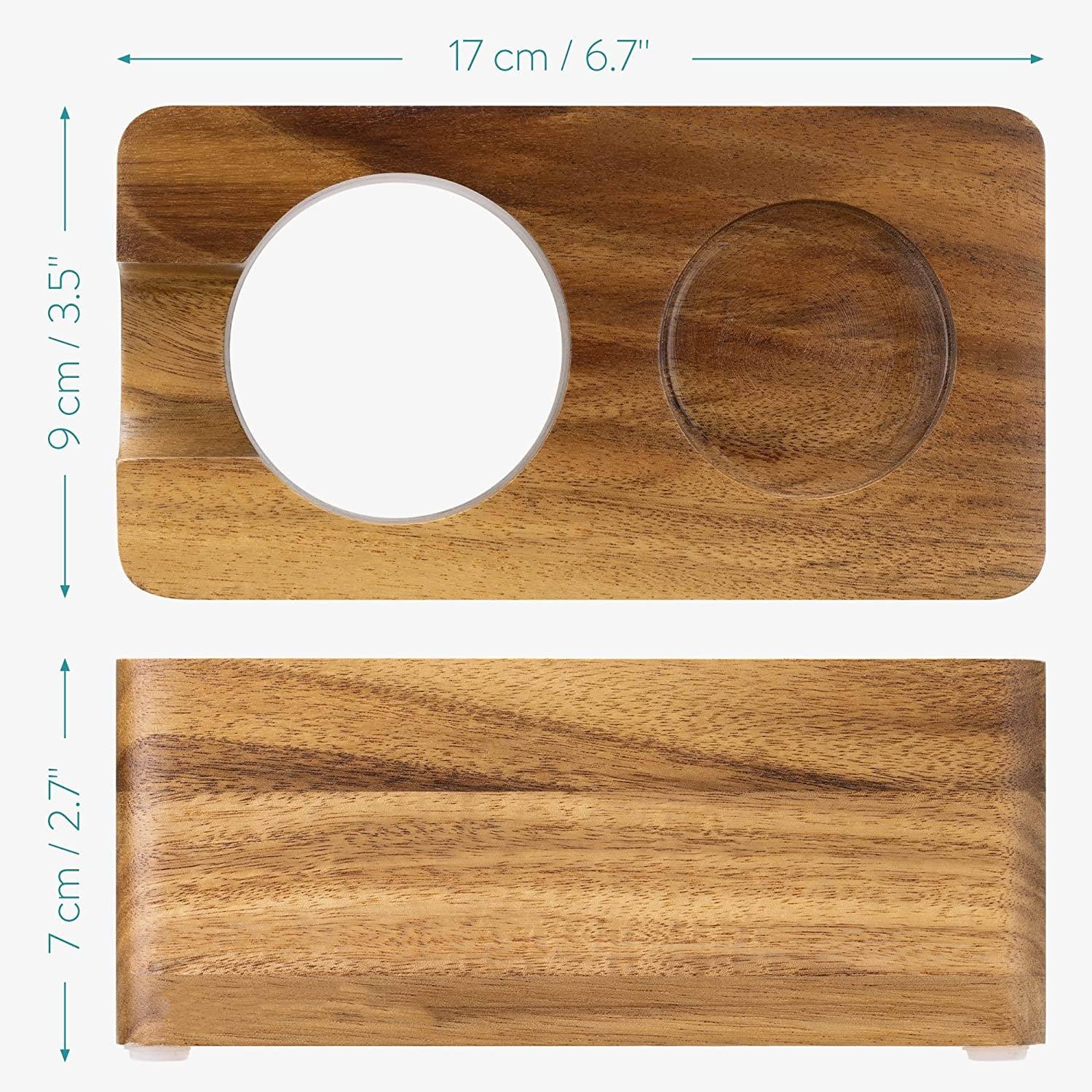 우드 커피 탬퍼 스테이션 - 에스프레소 머신 액세서리용 51mm 탬퍼 홀더 - 커피숍용 나무 포터필터 스탠드