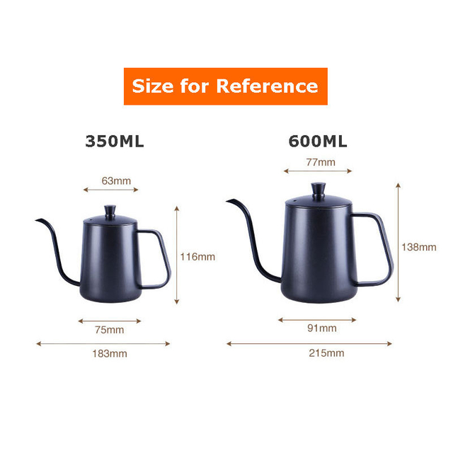구즈넥 에스프레소 커피 메이커가있는 600 ml 스테인레스 스틸 바리 스타 커피 여행용 주전자 차 주전자 냄비 업그레이드