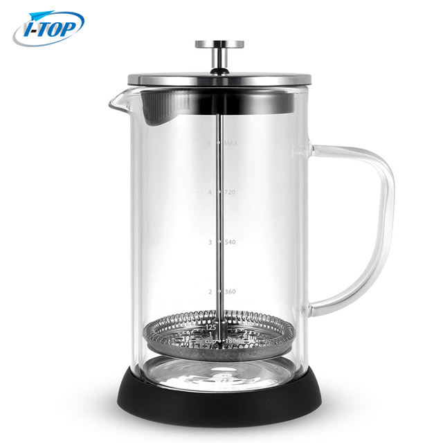 I-TOP GFP06 350ml 600ml 1000ml 대나무 뚜껑 Cafetiere Prensa Francesa 여행 커피 스테인레스 스틸 프렌치 프레스