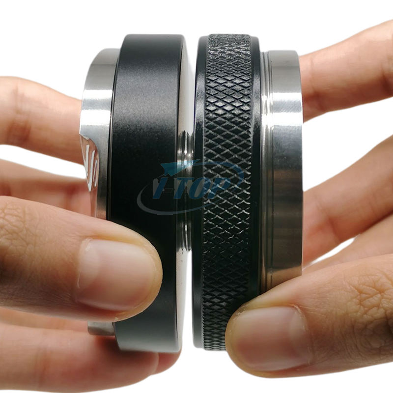 사용자 정의 도매 58 Mm 53 Mm 51 Mm 전문 바리 스타 에스프레소 액세서리 조정 가능한 듀얼 헤드 커피 분배기