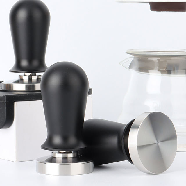 51mm 커피 탬퍼 압력 조절 보정 에스프레소 핸드 탬퍼 304 스테인레스 스틸베이스 블랙