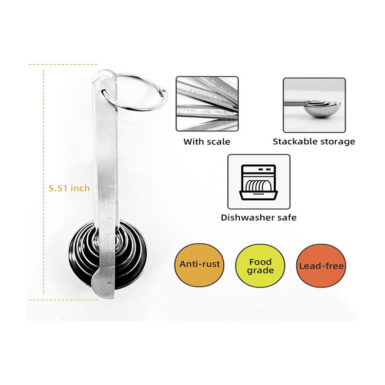 측정 컵 및 숟가락 세트 요리 및 베이킹 중첩 측정 컵 세트 쌓을 수 있는 금속 측정 숟가락