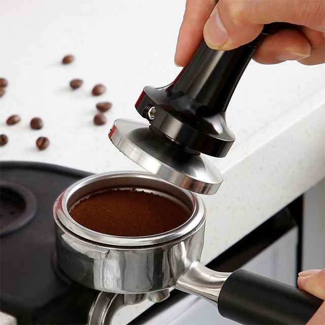 블랙 알루미늄 핸들 및 스탠드 Barista Espresso Tamper 51-58mm 기본 커피 Tamper with Spring