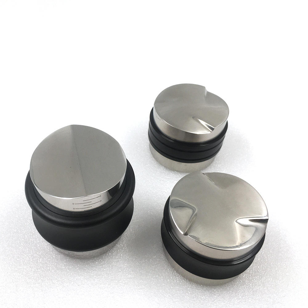 53.3mm 커피 분배기 레벨러 및 핸드 탬퍼, 에스프레소 프레서 도구 |양면, 조절 가능한 깊이 |헤비 듀티 에스프레소 하