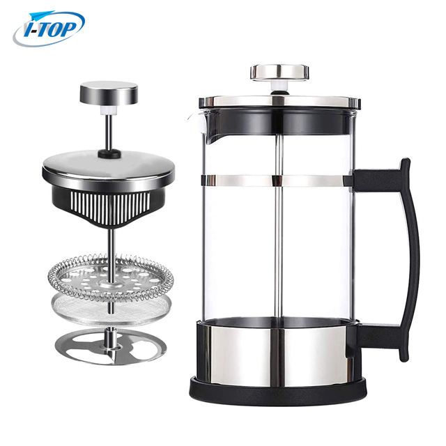 I-TOP GFP13 무료 샘플 600ml 800ml 1000ml 저가 dropshipping 커피 메이커 cafetiere 스테인레스 유리 커피 프렌치 프레스