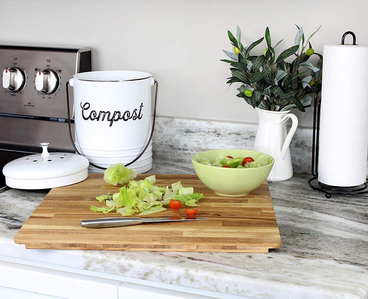 1.3 Gal Composter for Kitchen Countertop 녹 방지 실내 비 냄새 필터 Compost Bin with Lid